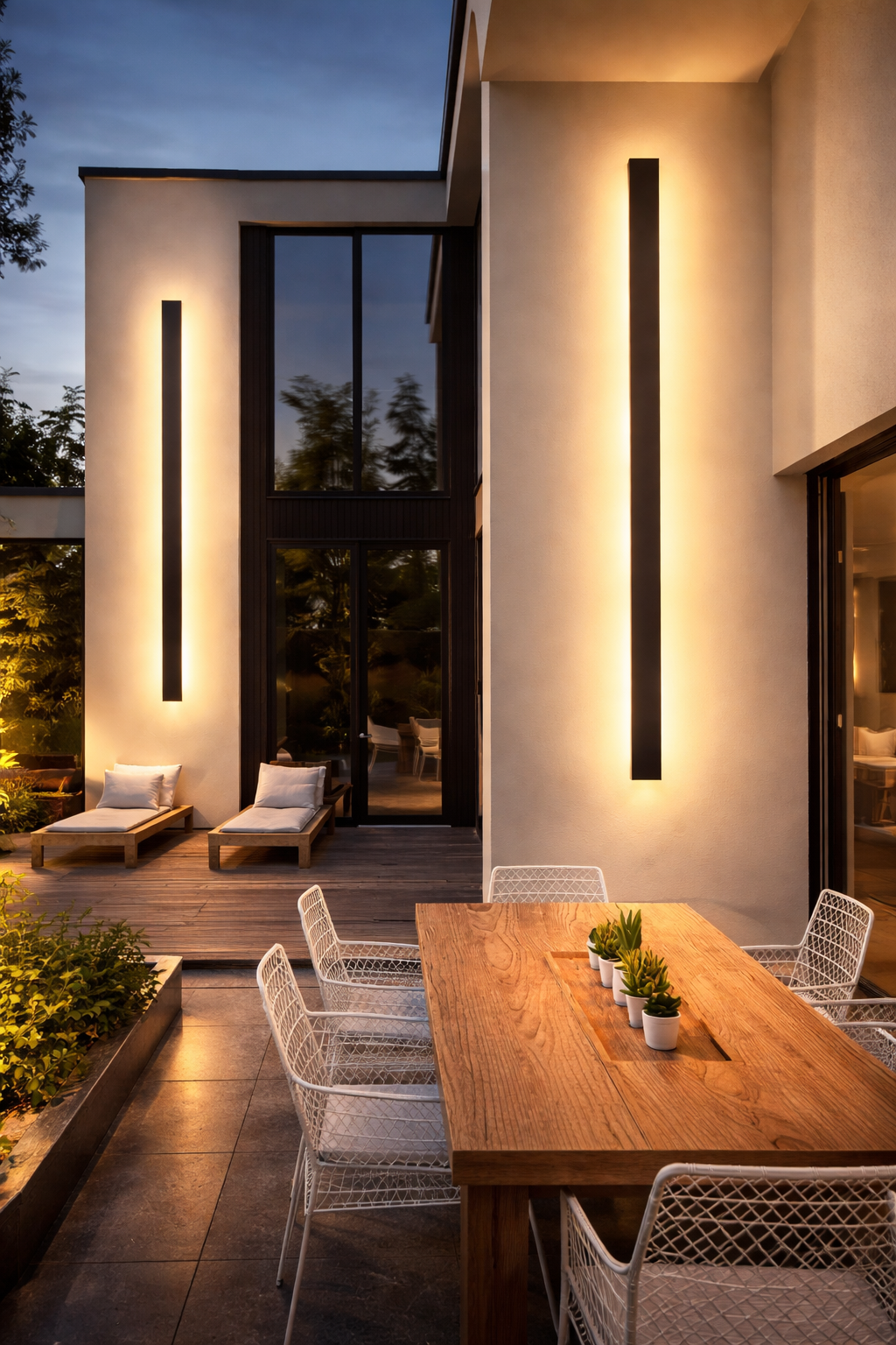 Applique murale LED extérieur barre verticale aluminium IP65 éclairage architectural façade terrasse jardin