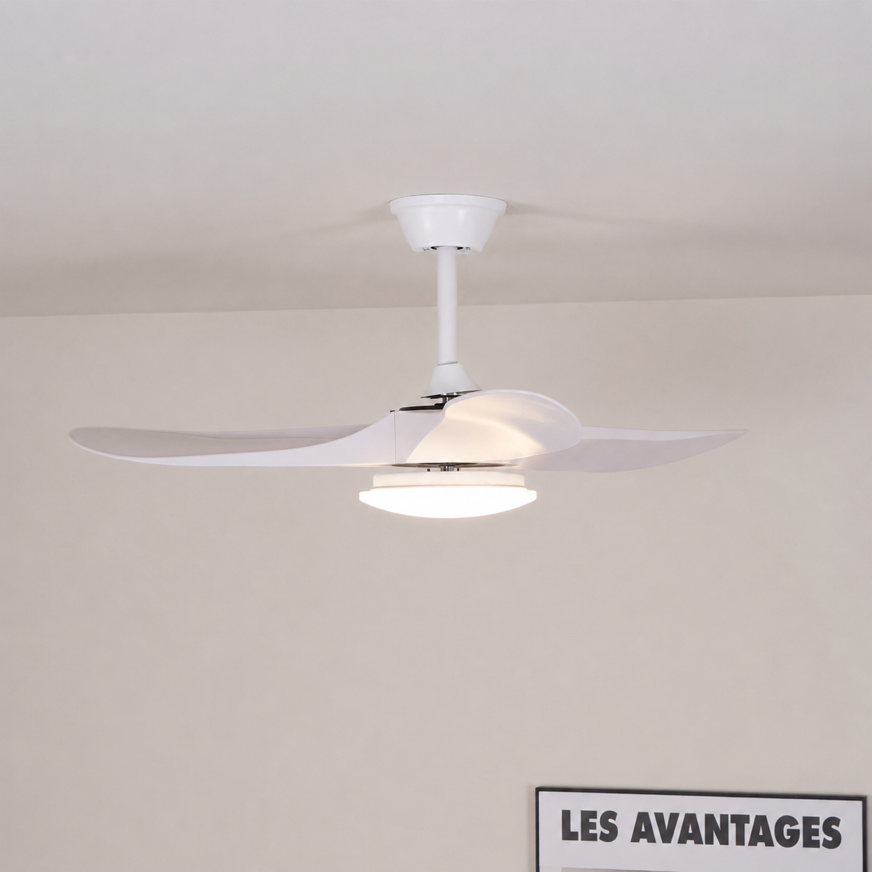 Plafonnier Ventilateur | Pales En Bois, Éclairage LED Intégré