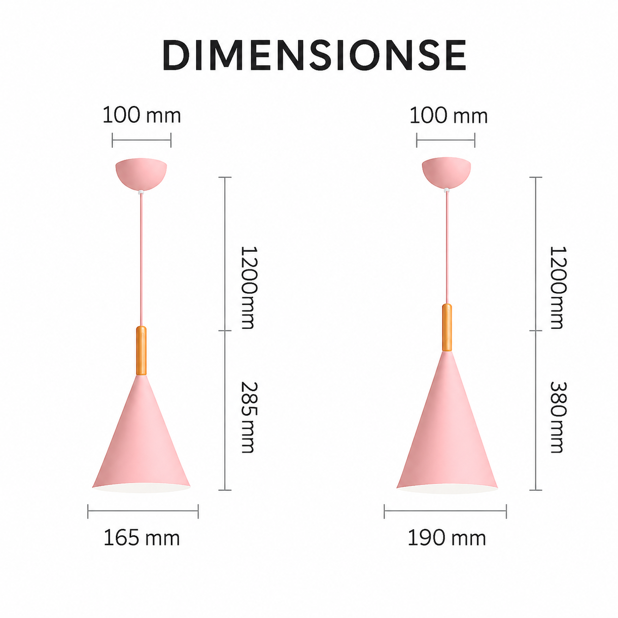 Suspension LED Conique | Métal Coloré & Bois