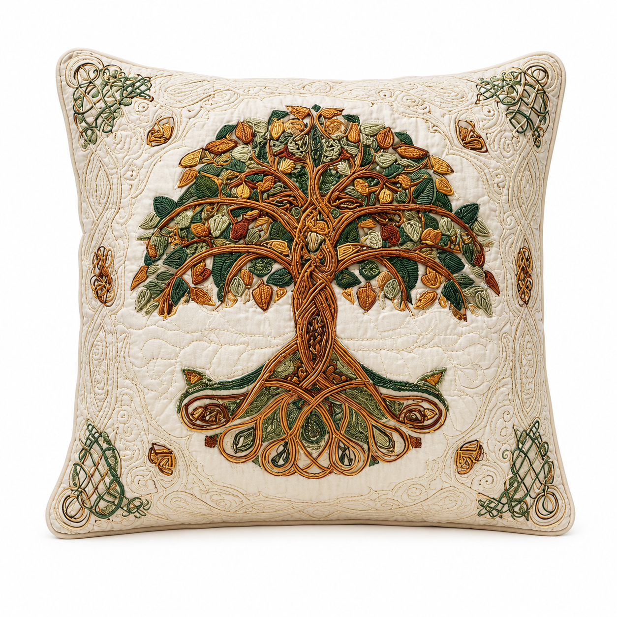 Taie d'Oreiller Motif Floral Matelassée Coton-Polyester Blanche 56 × 56 cm – Fermeture Enveloppe, Lavable, Motif Floral