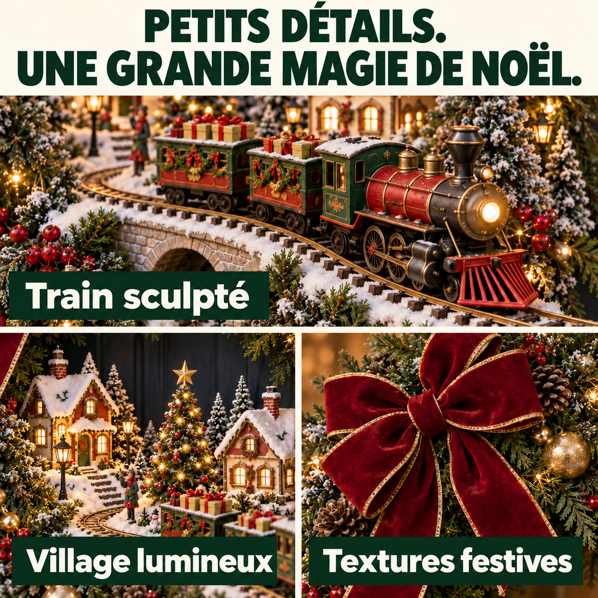 Couronne de Noël Lumineuse avec Train et Village