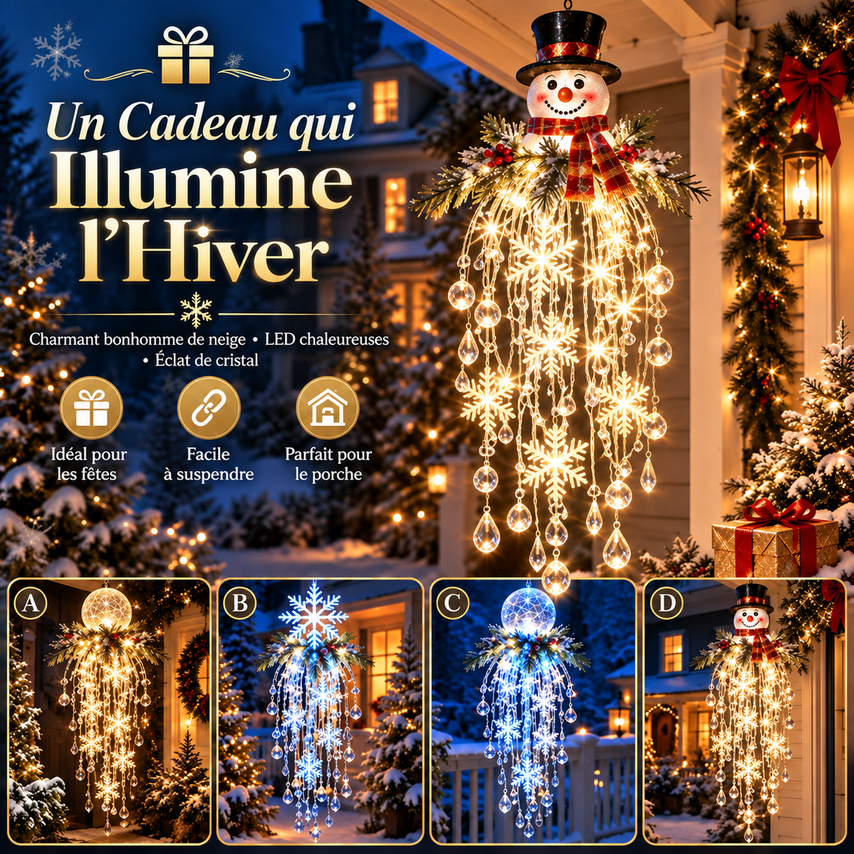 Décoration Lumineuse de Noël pour Rampe avec Cadeaux