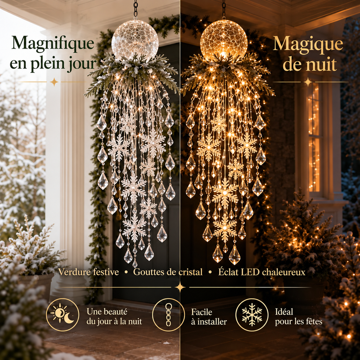 Décoration Lumineuse de Noël pour Rampe avec Cadeaux