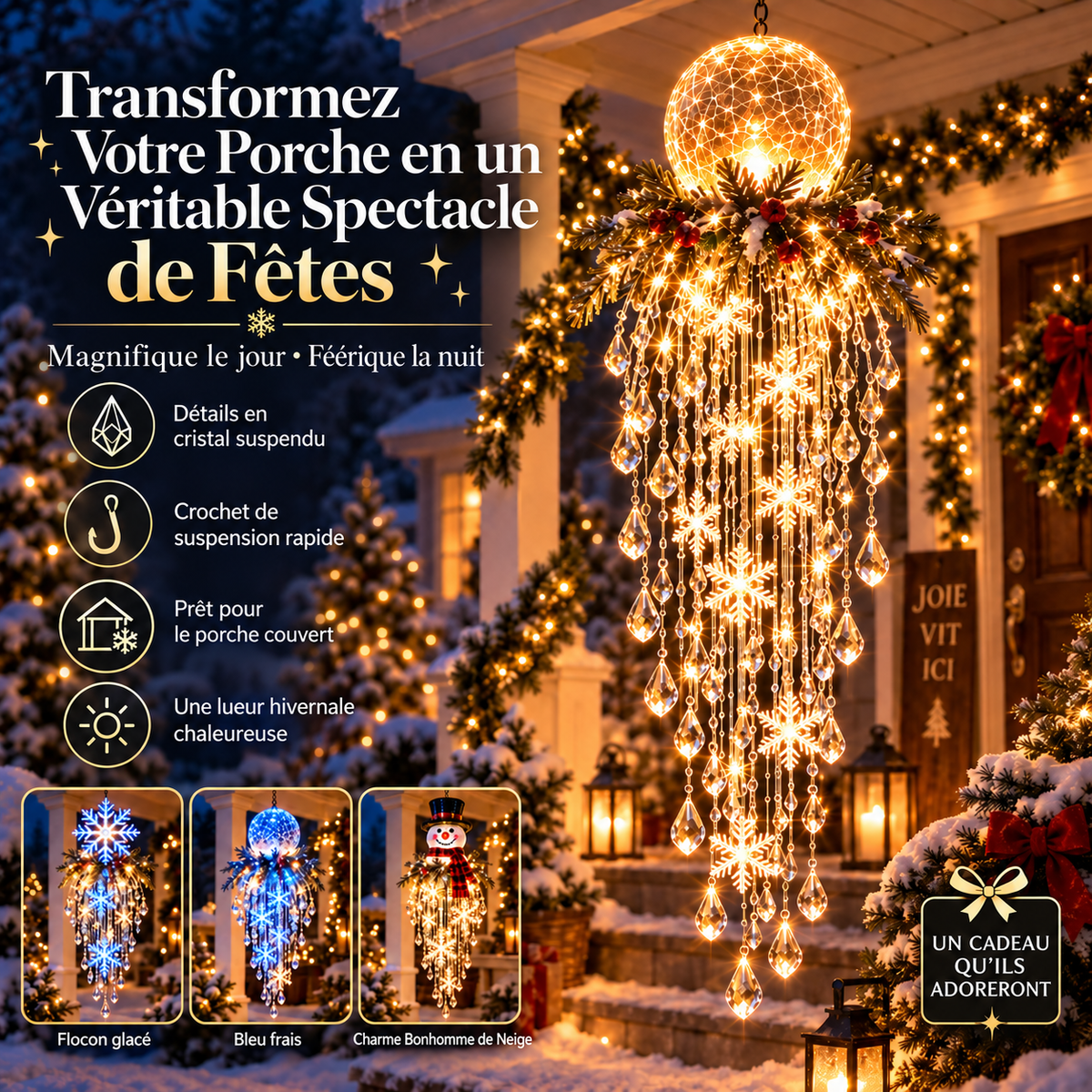 Décoration Lumineuse de Noël pour Rampe avec Cadeaux