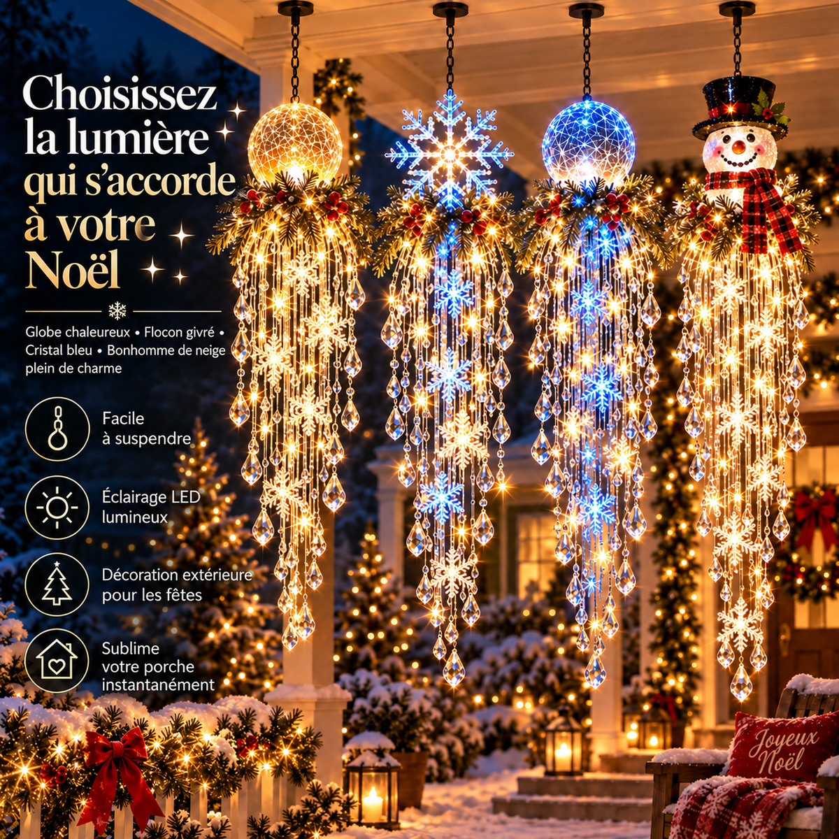 Décoration Lumineuse de Noël pour Rampe avec Cadeaux