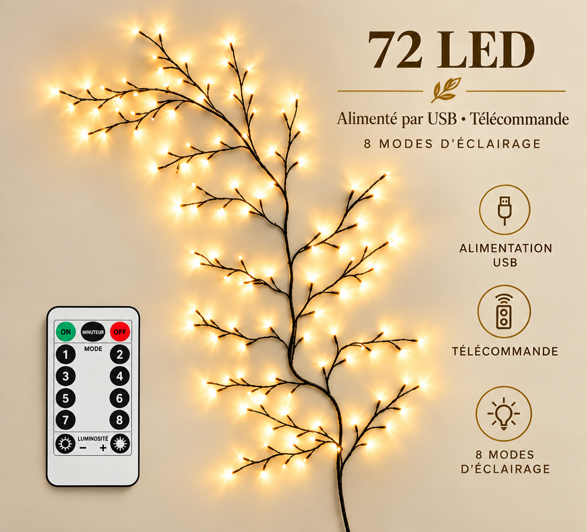 Lumière de Branche LED Flexible avec Télécommande