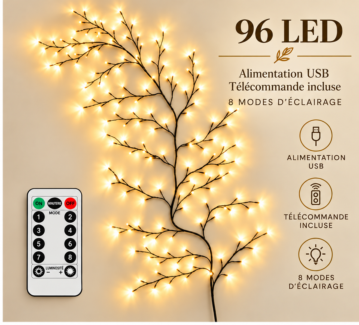Lumière de Branche LED Flexible avec Télécommande