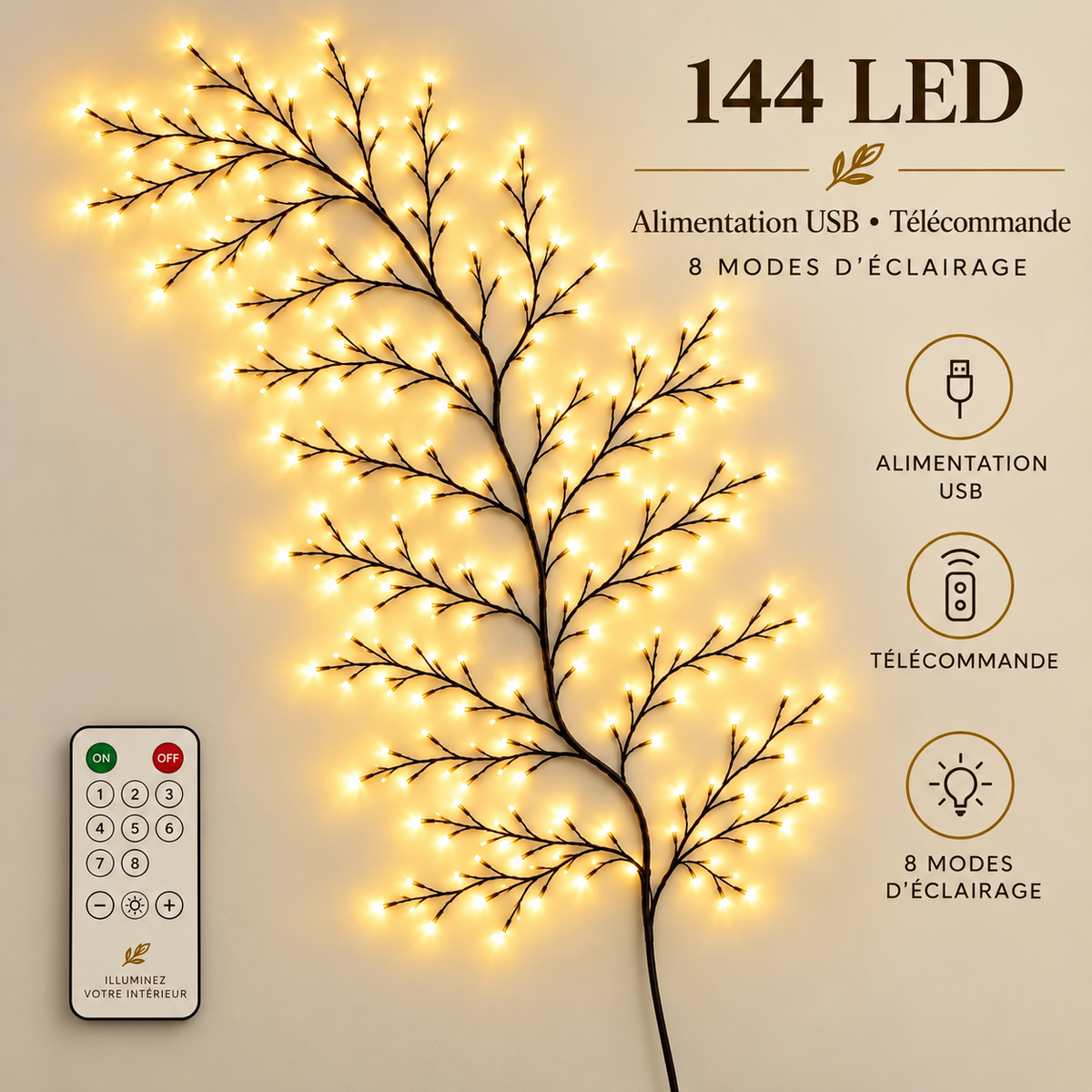 Lumière de Branche LED Flexible avec Télécommande