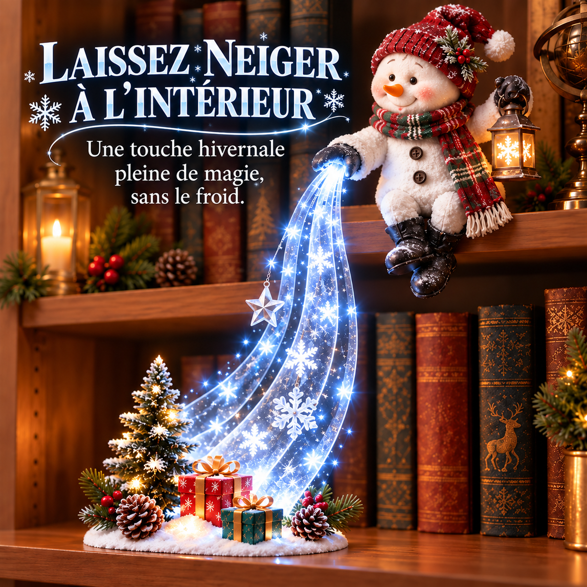 Décoration de Noël LED pour Étagère – Ange, Bonhomme de Neige ou Père Noël