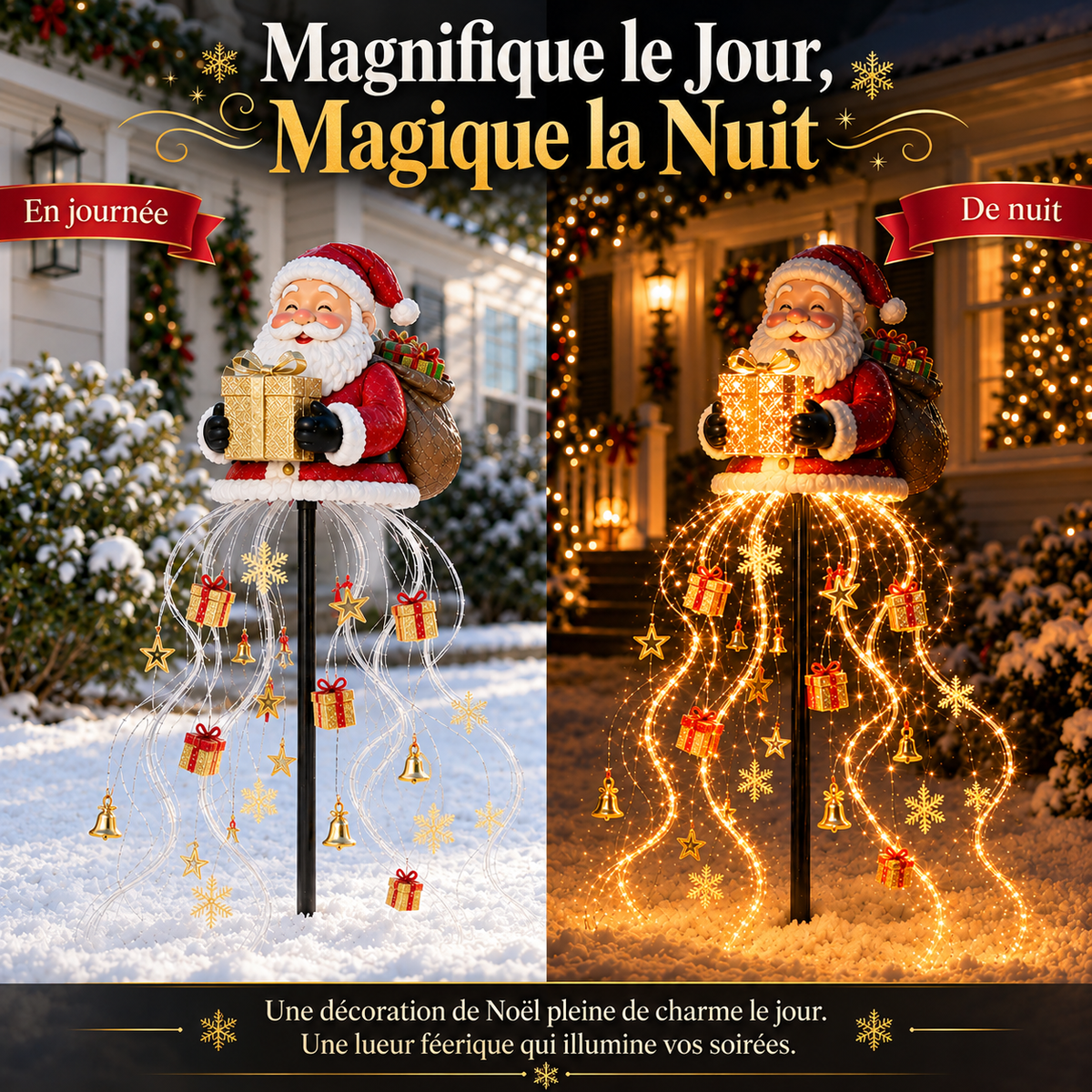 Fontaine Lumineuse Dorée de Noël – Décoration Intérieure et Extérieure