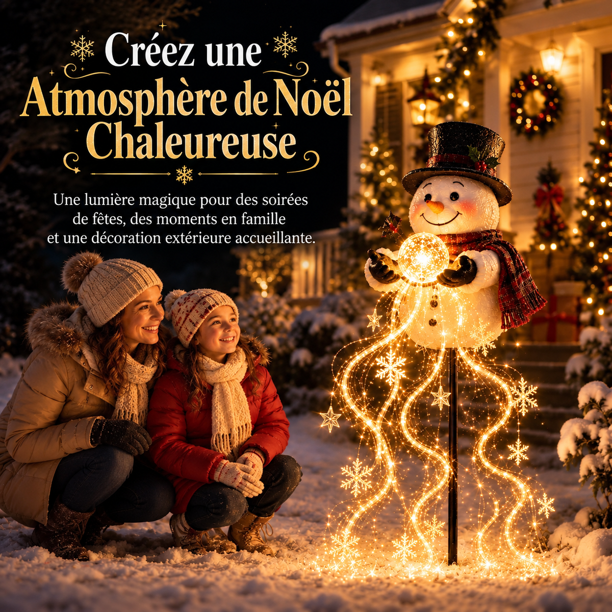 Fontaine Lumineuse Dorée de Noël – Décoration Intérieure et Extérieure