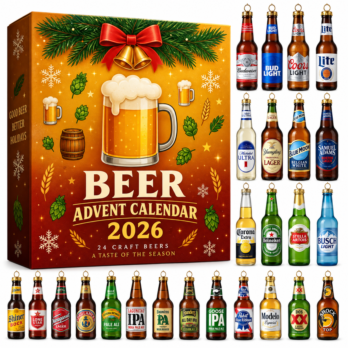 Calendrier de l'Avent Whisky Classique 2026 - 24 Mini Bouteilles Décoratives Élégantes