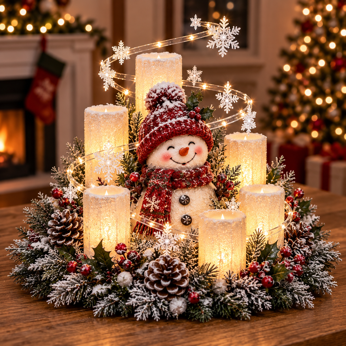 Décoration de Noël Lumineuse avec Bougie Sans Flamme