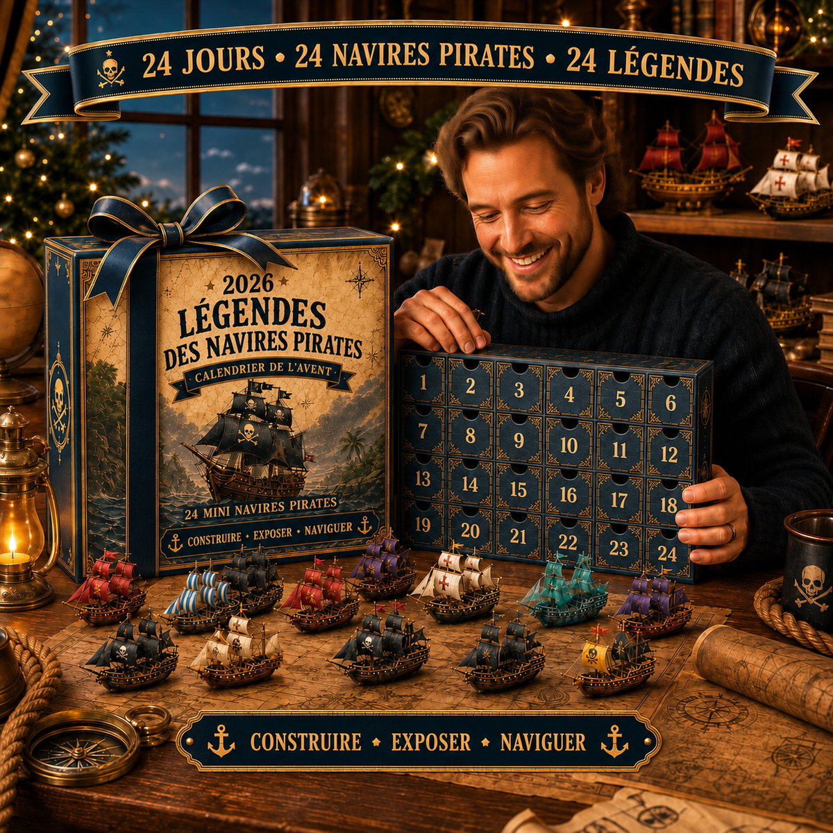Calendrier de l’Avent Bateaux Pirates 2026 – 24 Navires Miniatures à Collectionner