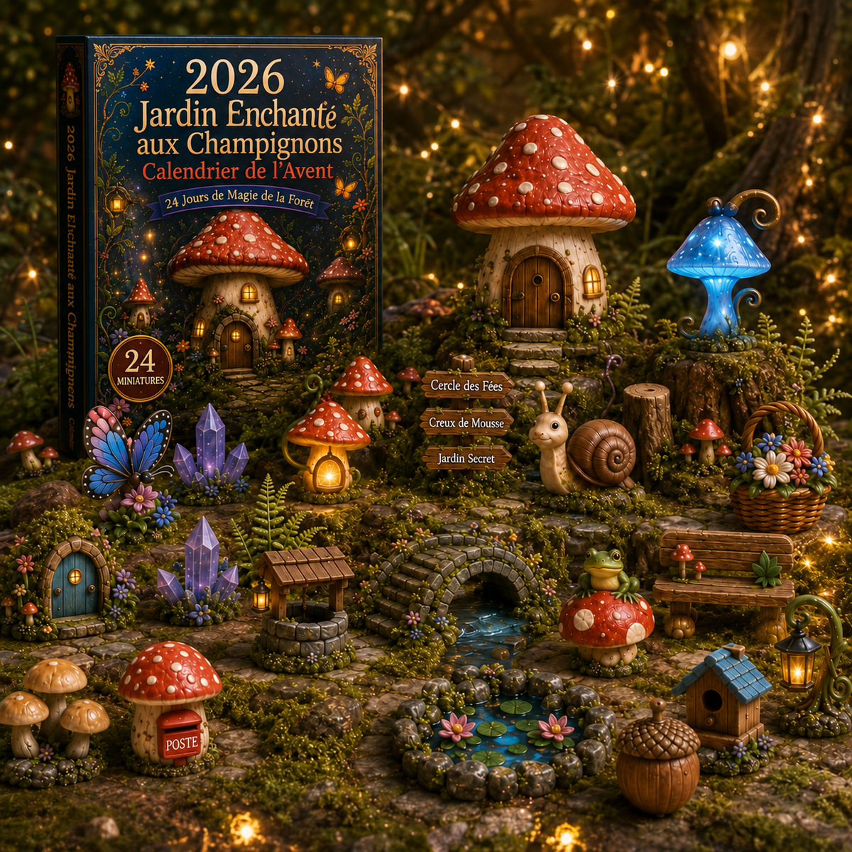 Calendrier de l'Avent « Jardin de Champignons Enchanté » 2026 – 24 Miniatures Surprises