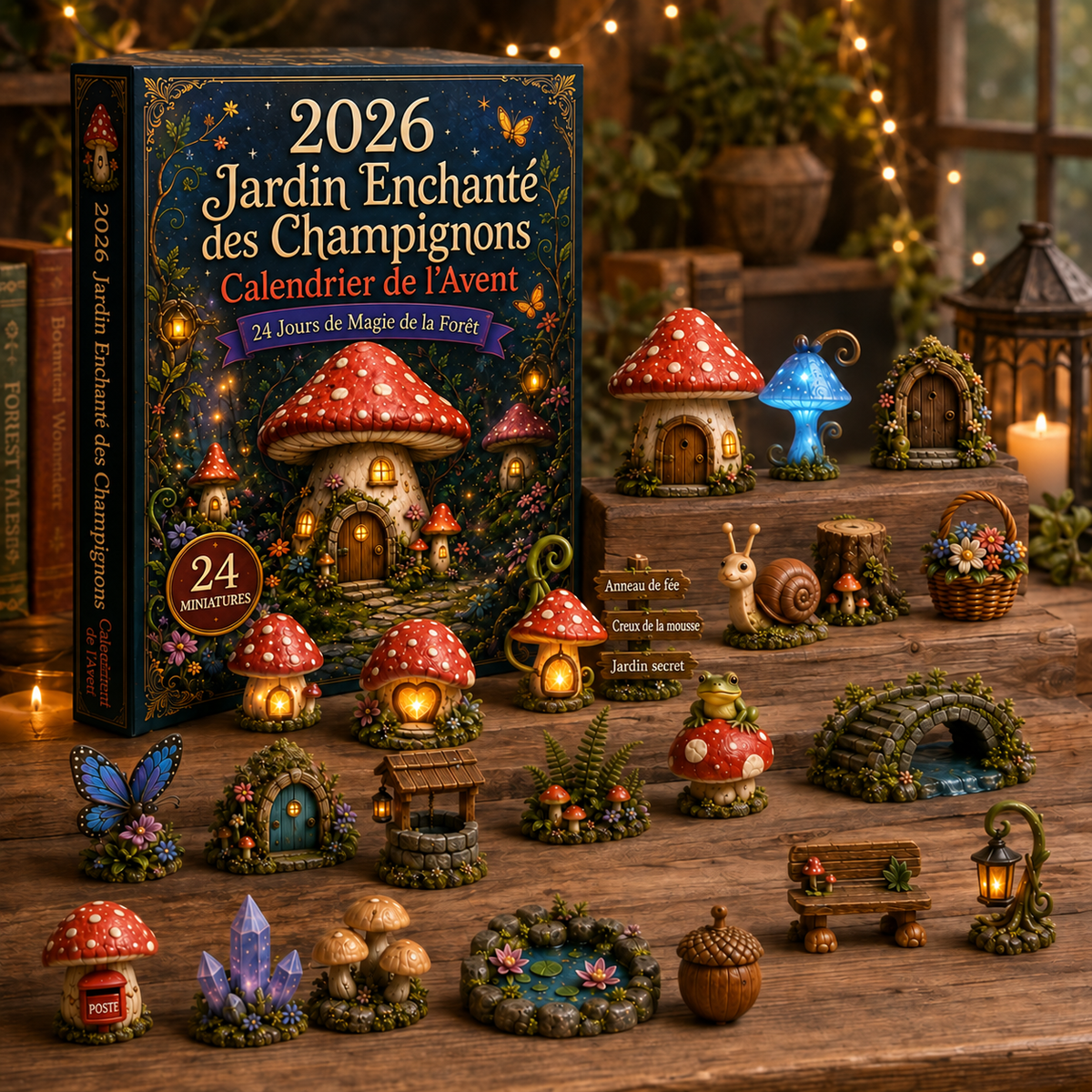 Calendrier de l'Avent « Jardin de Champignons Enchanté » 2026 – 24 Miniatures Surprises