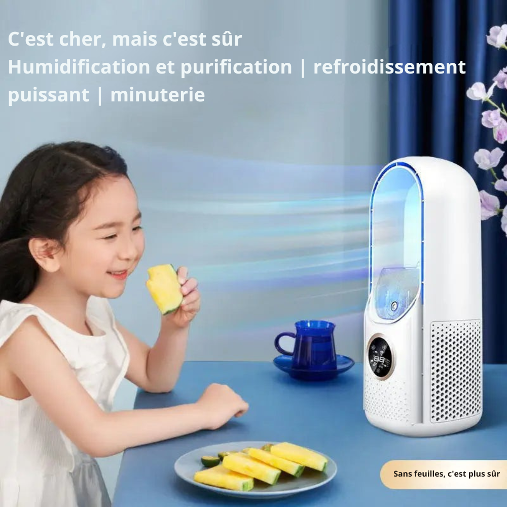 Climatiseur Portable Sans Lame | Ventilateur Tour avec Écran LED, Mini Climatiseur de Bureau