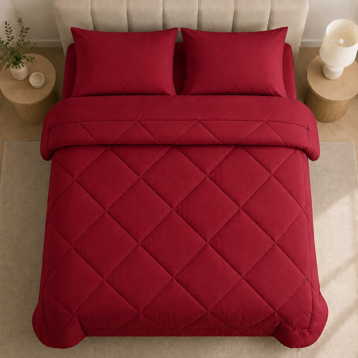 Couette 2 en 1 | Microfibre Douce, Finition Losanges 1