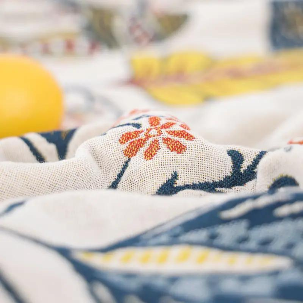 Couverture | Motif Floral Jacquard, Pompons Décoratifs 4