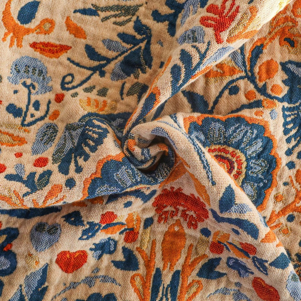 Couverture | Motif Floral et Oiseau, Tissage Léger 4