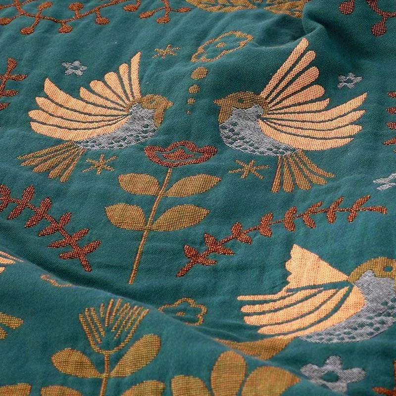Couverture | Motif Oiseaux, Réversible en Coton 2