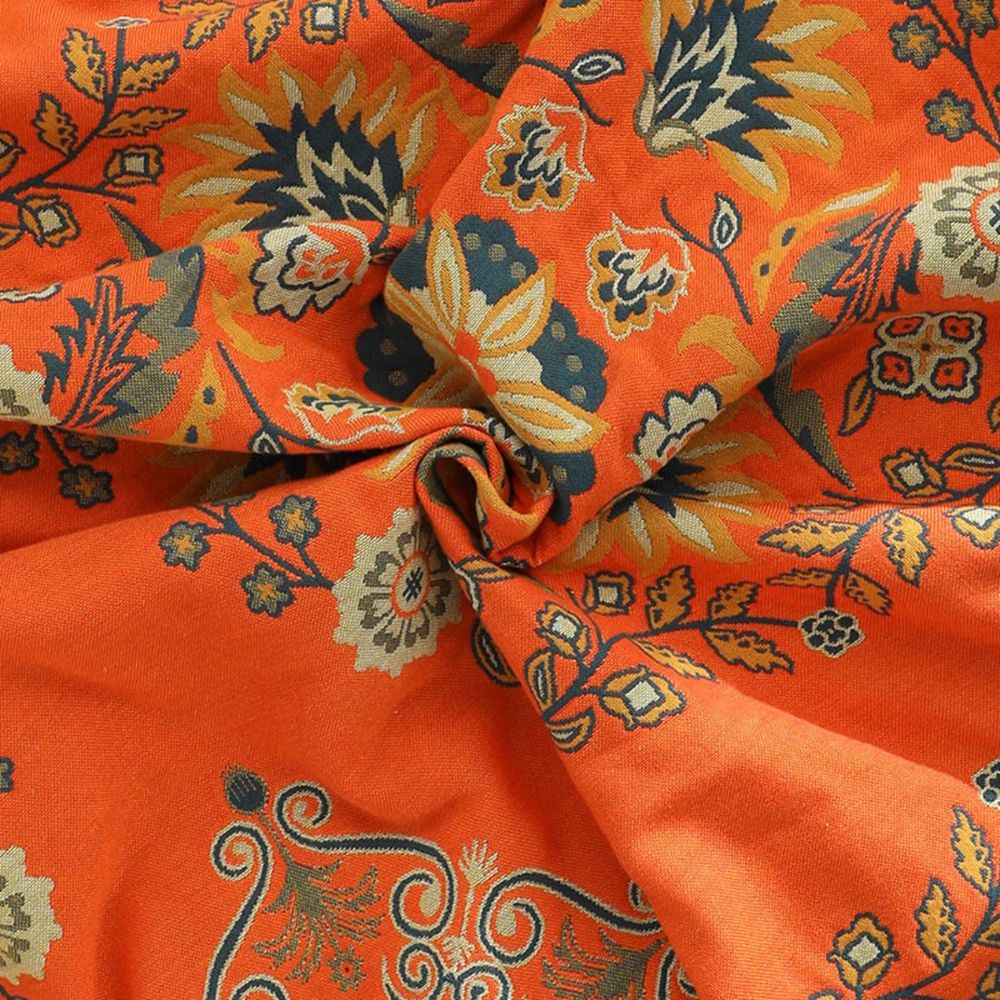Couverture | Motif floral, Double face orange et bleu sarcelle 4