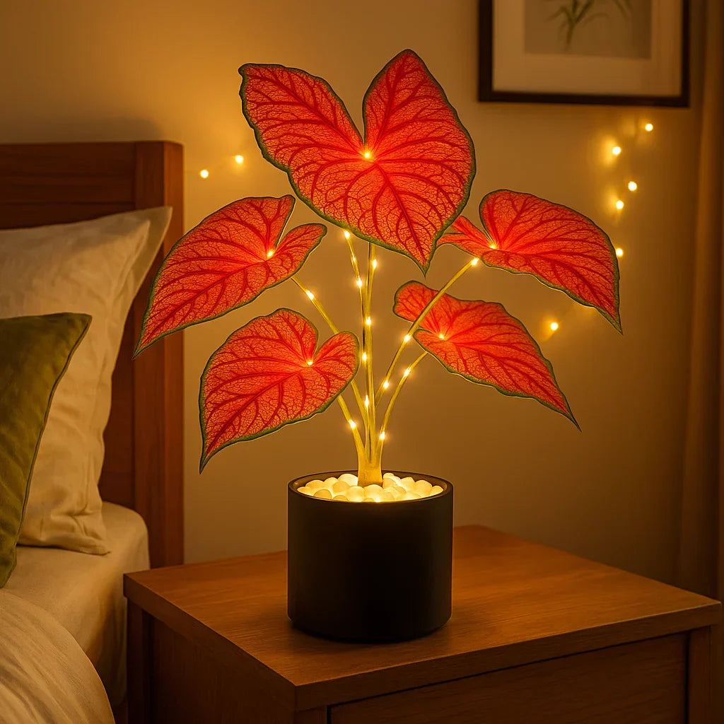 GlowMonstera – Lampe de Plante LED blanc chaud, Rouge Cramoisi pour Intérieur