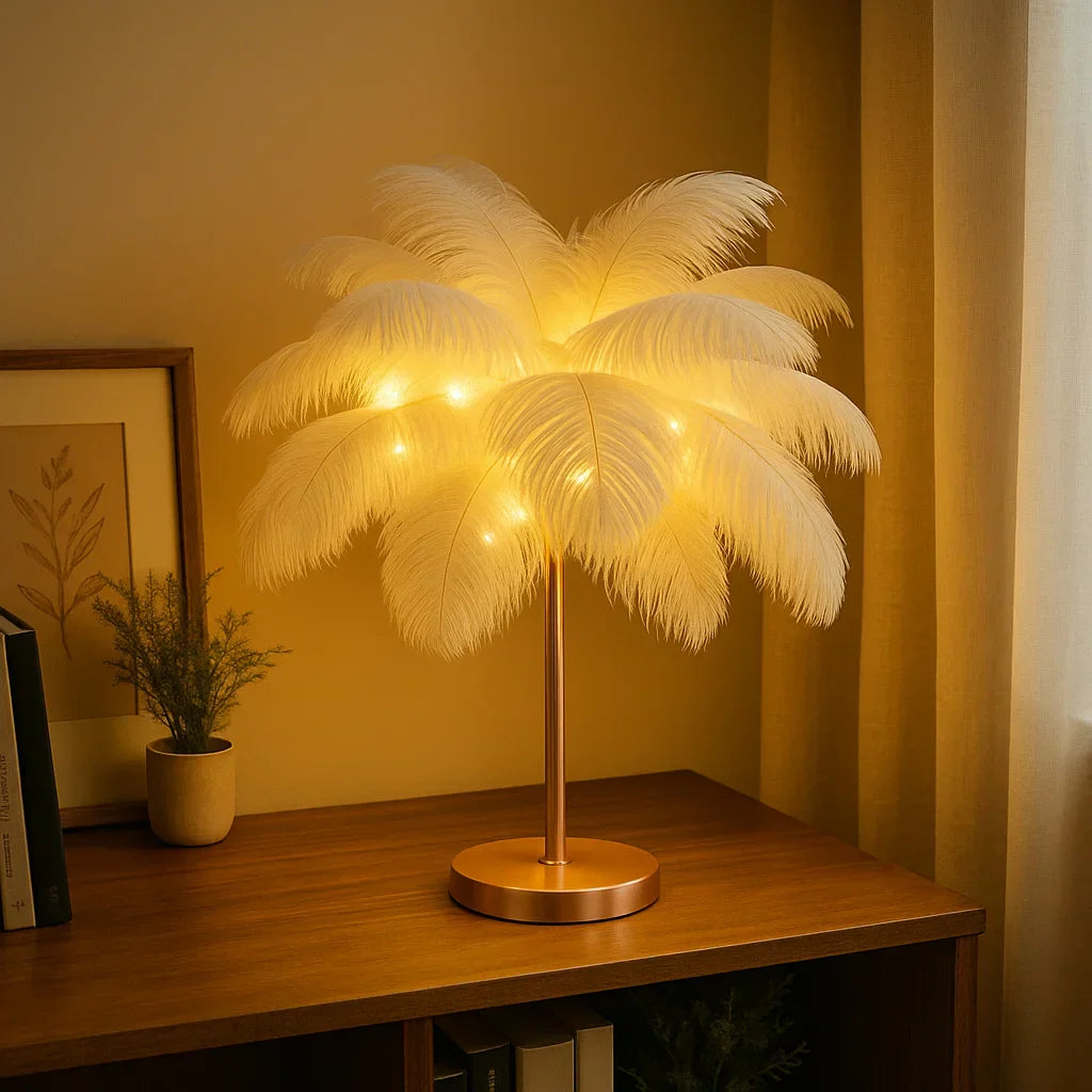 FeatherGlow Éthéré – Lampe décorative LED lumière douce, Blanc, Salon