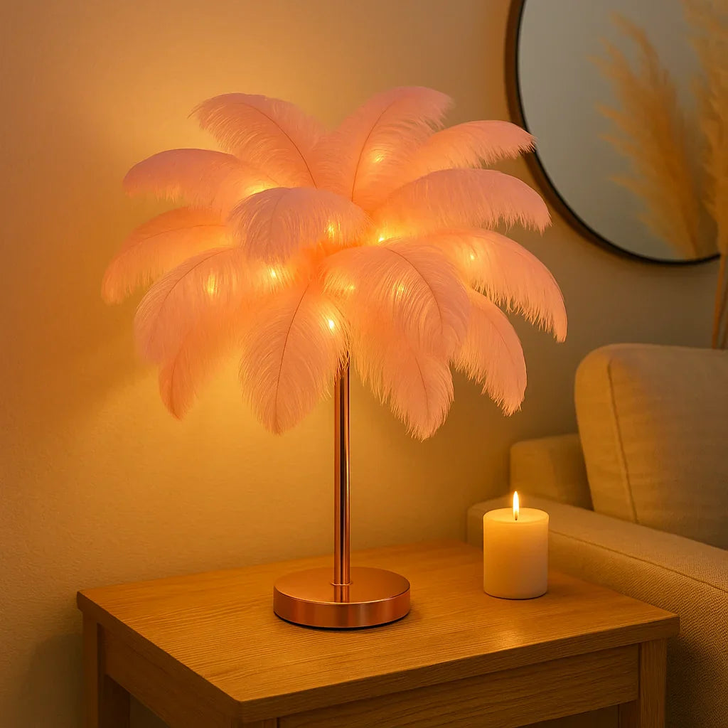 FeatherGlow Éthéré – Lampe décorative LED lumière douce, Blanc, Salon