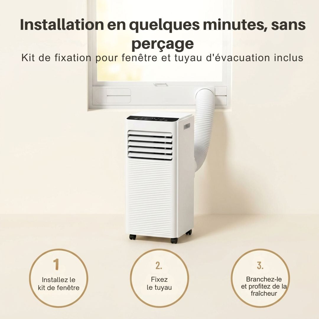 Climatiseur portable 7000 BTU, kit de fenêtre sans perçage