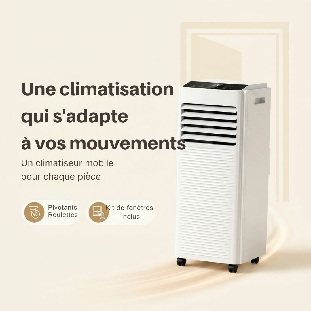 Climatiseur Mobile 7000 BTU, Déshumidification, Kit de Fenêtre
