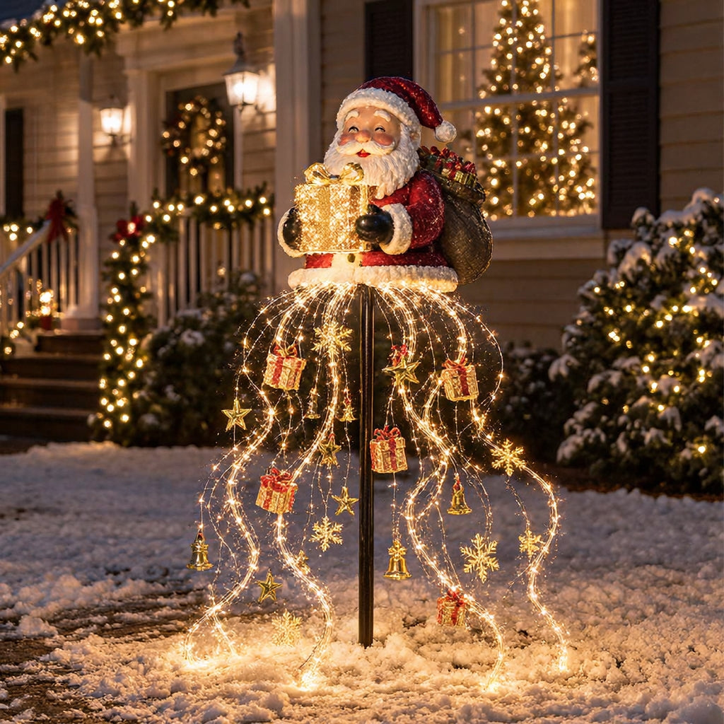 Fontaine Lumineuse Dorée du Père Noël - Décoration de Noël Intérieure et Extérieure, Ambiance Festive Magique 8