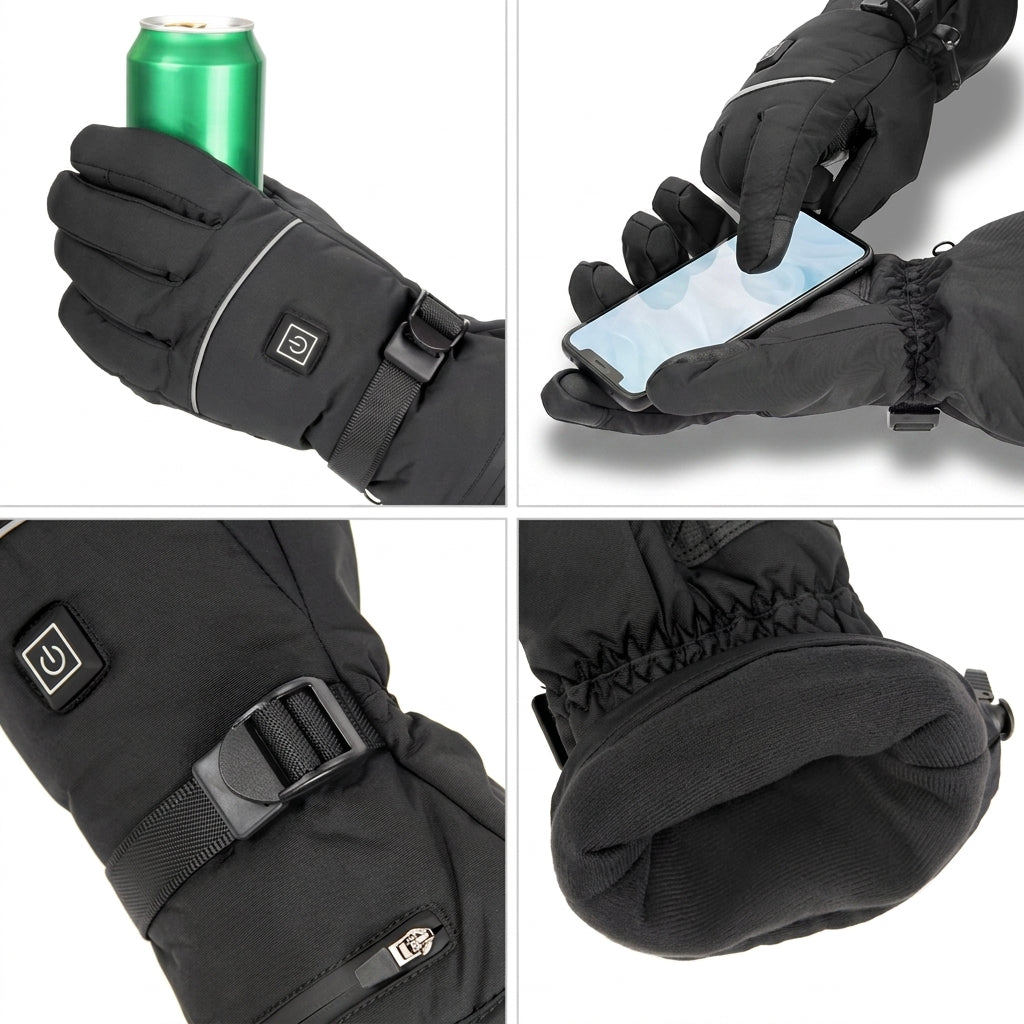 Gants chauffants imperméables avec 3 niveaux de chaleur