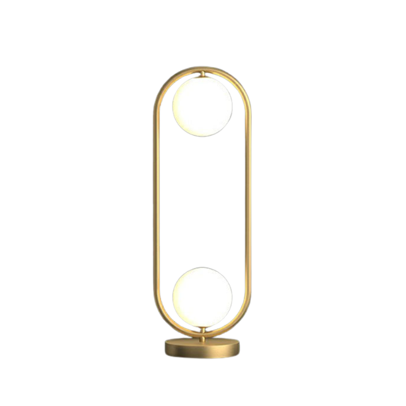 GloLux Duo – Lampe de Table à Finition Dorée avec 2 Globes en Verre
