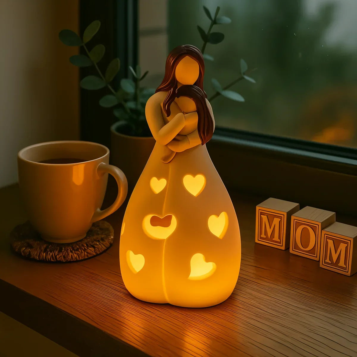 Lampe de table LED Mama Heart avec motif cœur pour chambre