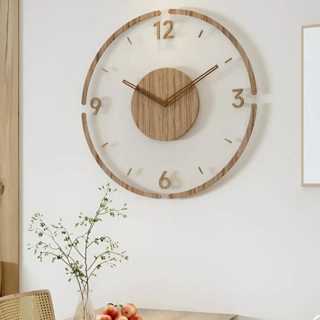 Horloge Murale Design | Silencieuse, Acrylique et Bois Naturel 0