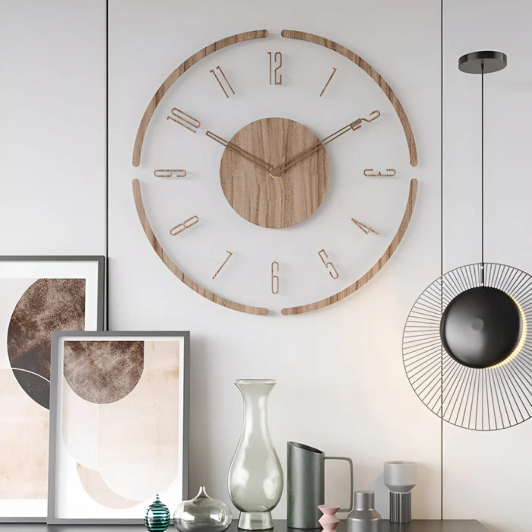 Horloge Murale Design | Silencieuse, Acrylique et Bois Naturel 2