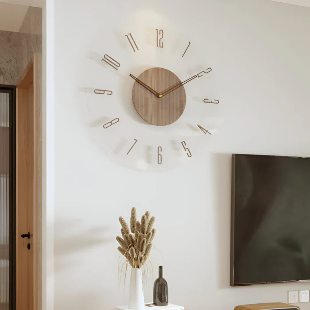 Horloge Murale Design | Silencieuse, Acrylique et Bois Naturel 4