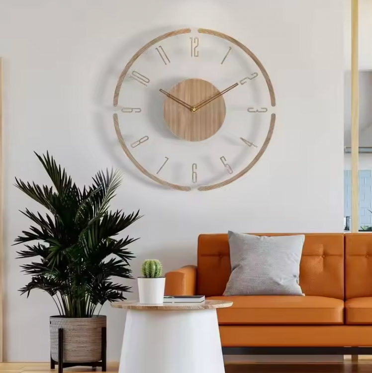 Horloge Murale Design | Silencieuse, Acrylique et Bois Naturel 7