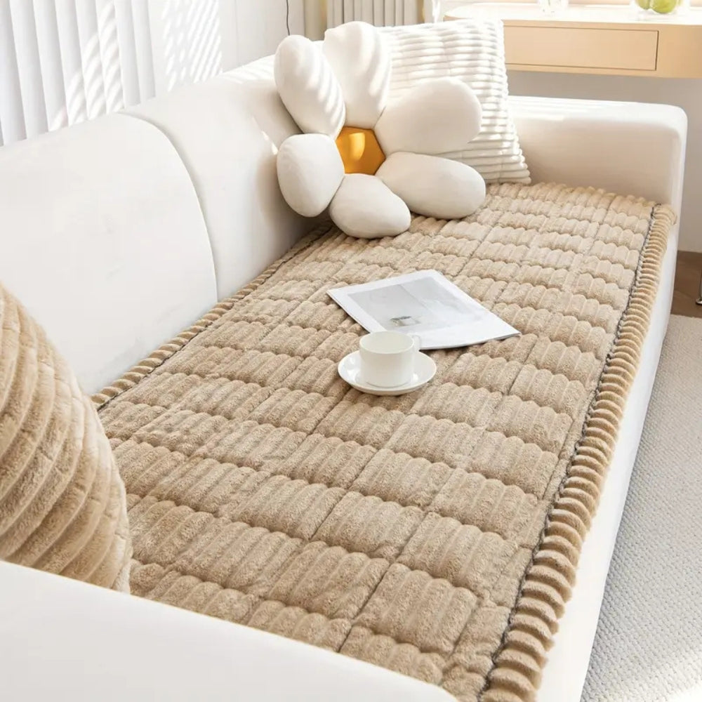 Housse de canapé | Bords Plissés, Tissu en Peluche 3