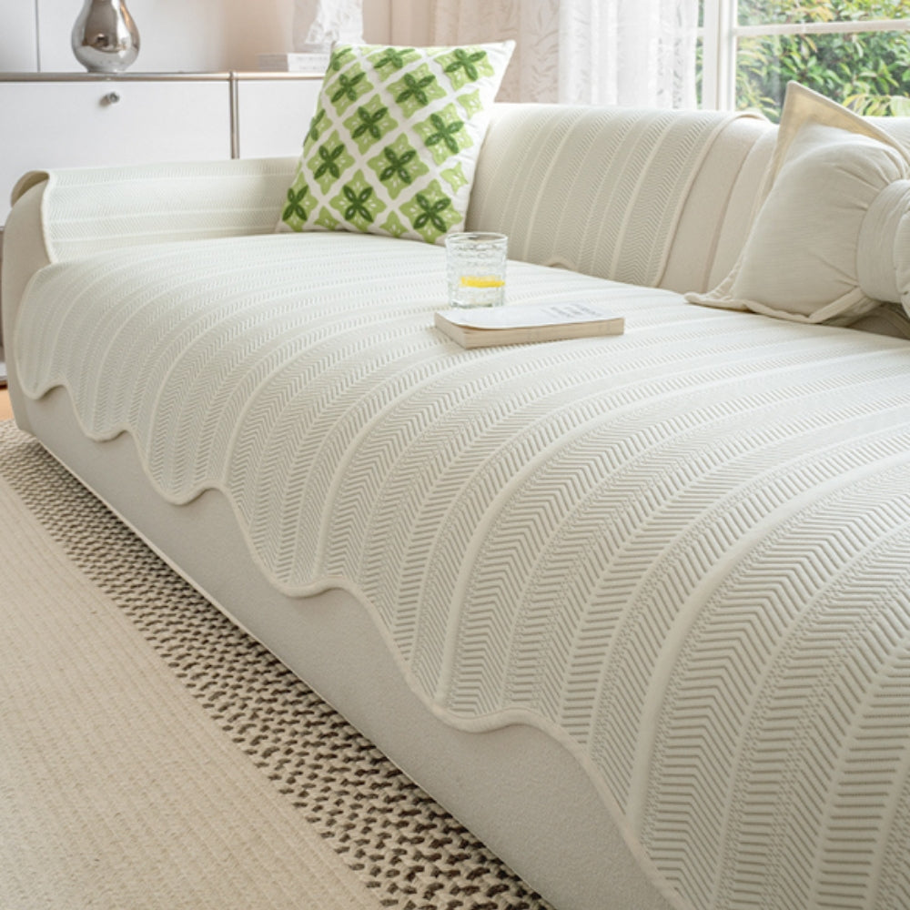 Housse de canapé | Motif chevrons, Bord festonné 0