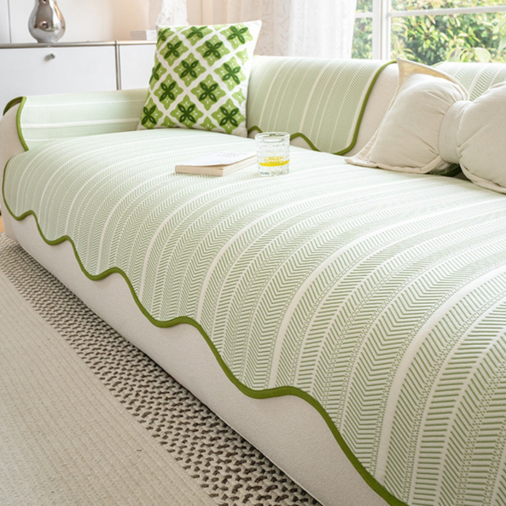Housse de canapé | Motif chevrons, Bord festonné 1