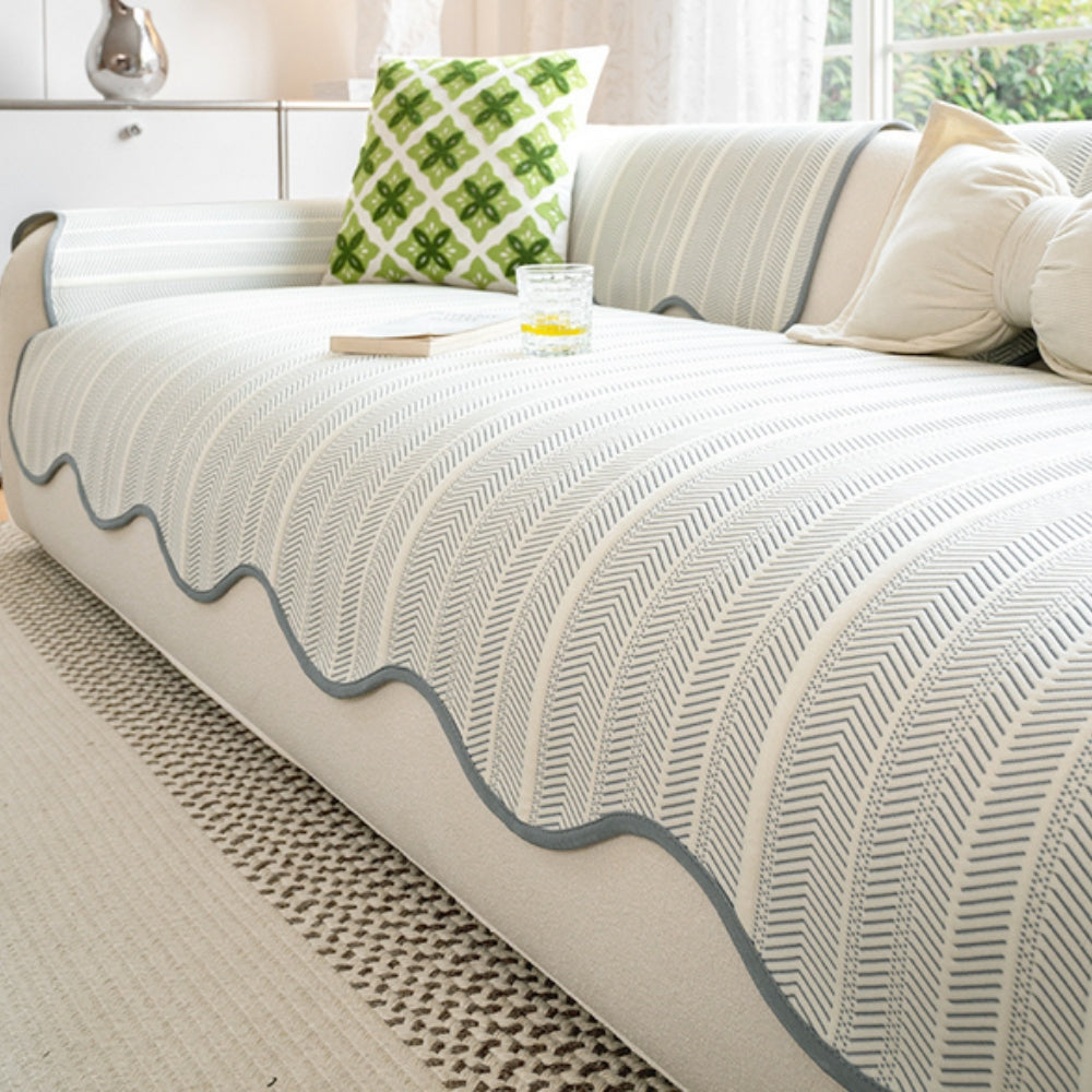 Housse de canapé | Motif chevrons, Bord festonné 3
