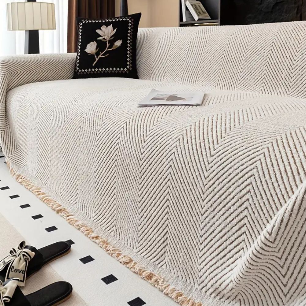 Housse de canapé | Motif chevrons, rayures ajustée 2