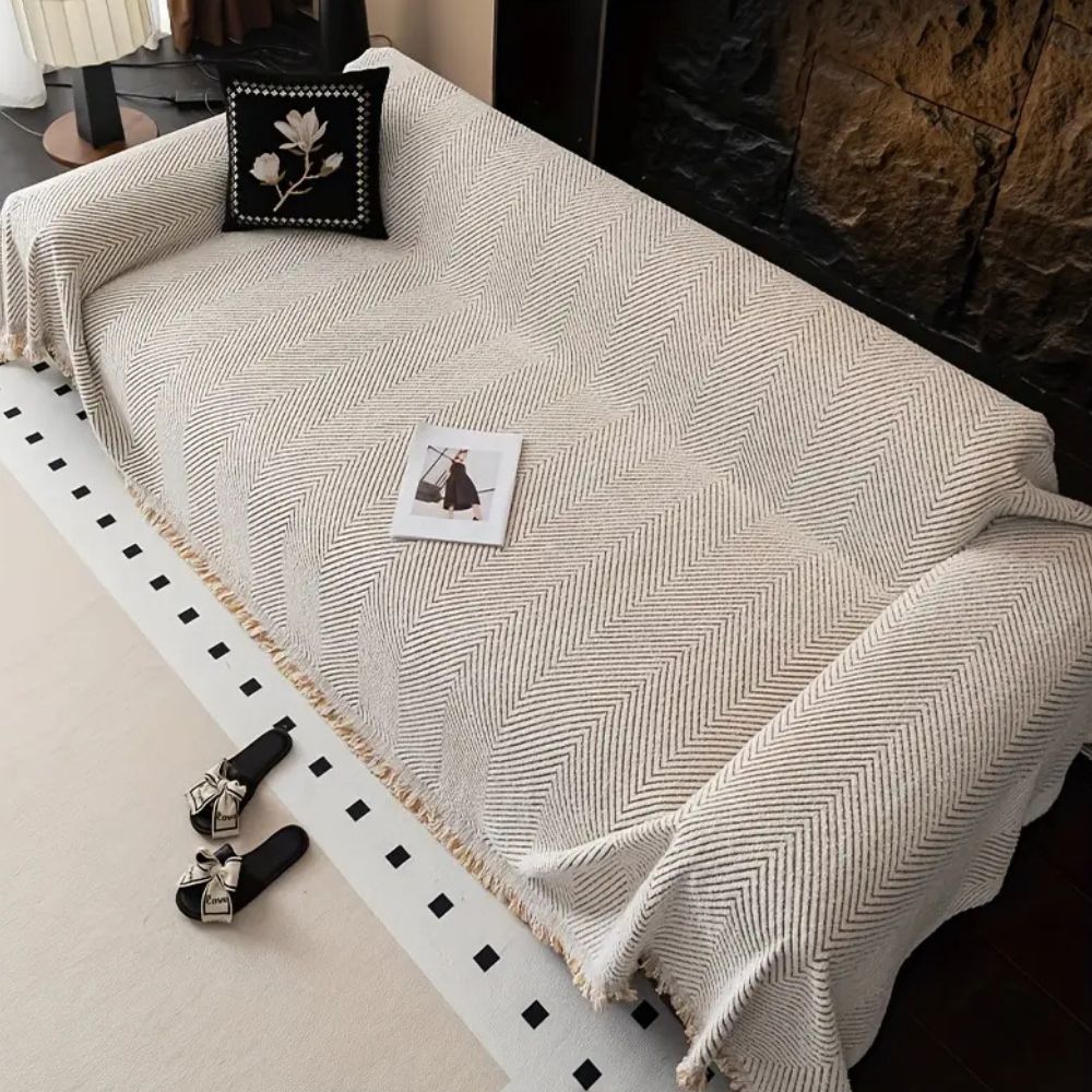 Housse de canapé | Motif chevrons, rayures ajustée 3