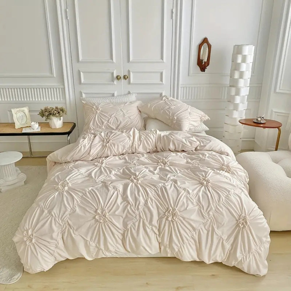 Housse de couette 220x240 | Motif floral, Volants plissés 0