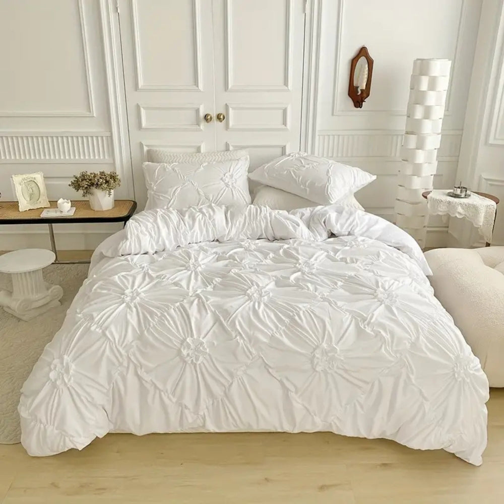 Housse de couette 220x240 | Motif floral, Volants plissés 1