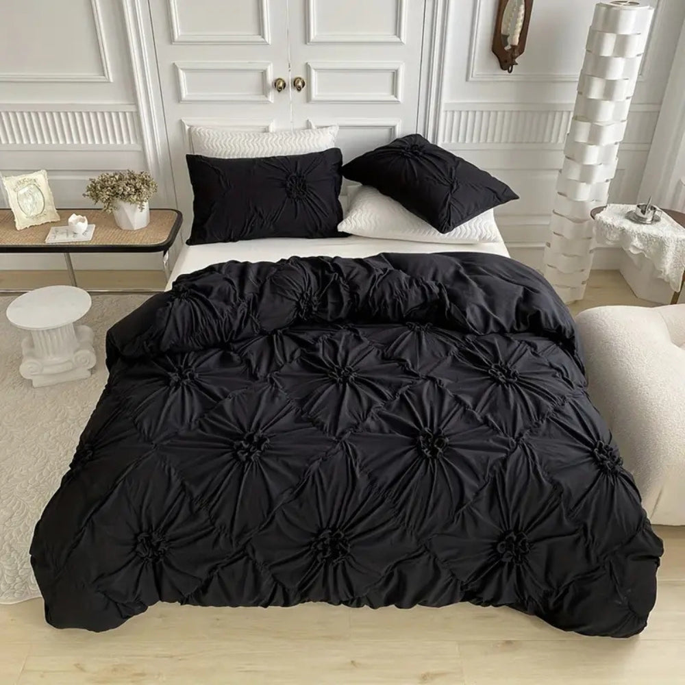 Housse de couette 220x240 | Motif floral, Volants plissés 2