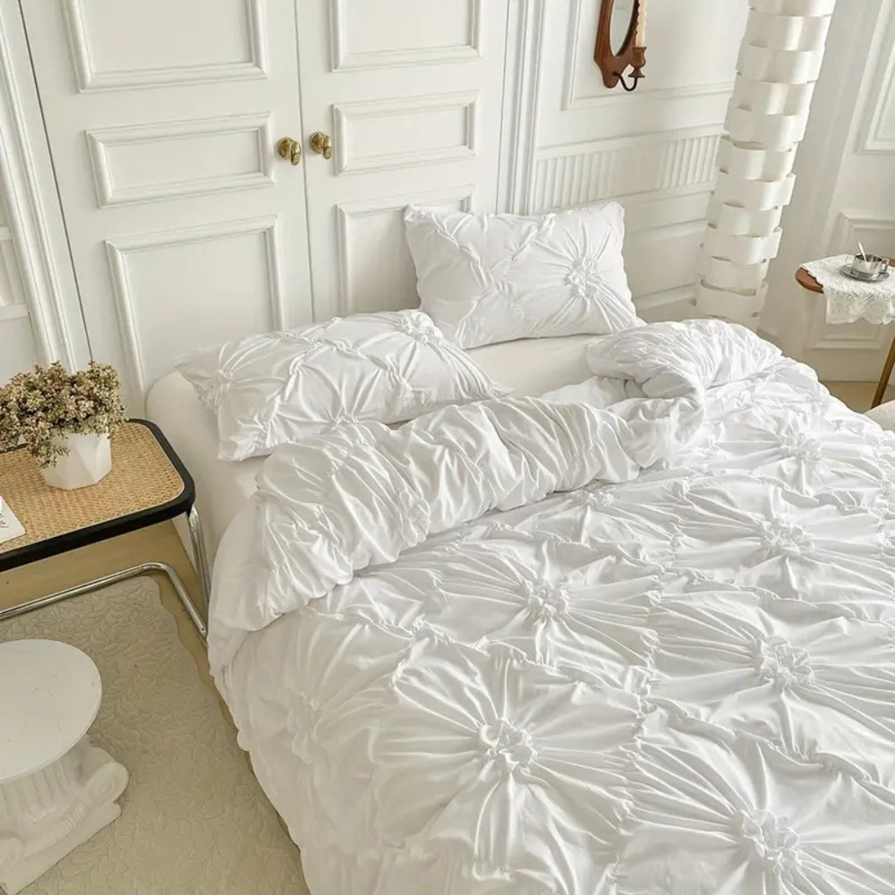 Housse de couette 220x240 | Motif floral, Volants plissés 3