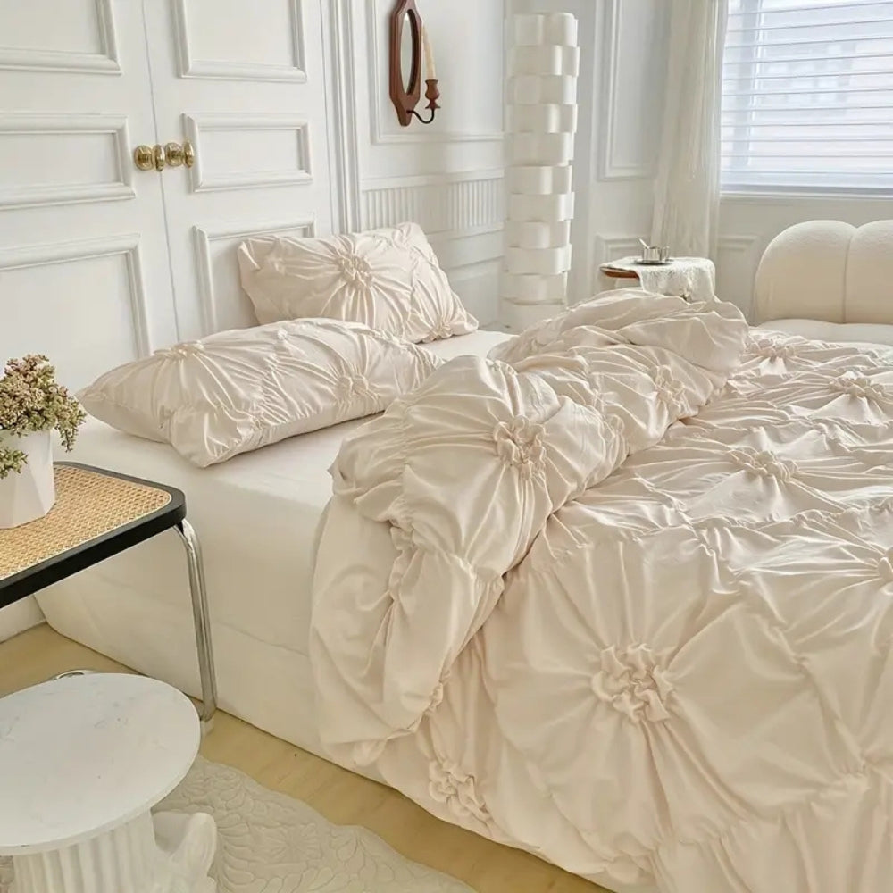 Housse de couette 220x240 | Motif floral, Volants plissés 4
